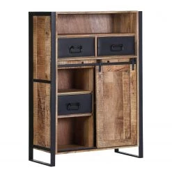 Red Living Buffet haut Toleos - Manguier brut massif / Fer - Manguier / Noir