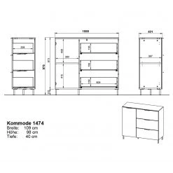Germania Commode California I - Graphite -Meubles de salle à manger Soldes Magasin 1000352101 220512 500 SKETCH DETAILS P000000001000352101 sketch