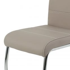 Loftscape Chaise cantilever La Paz - Imitation cuir / Métal - Chrome - Cappuccino - Lot de 4 -Meubles de salle à manger Soldes Magasin 1000352382 220610 081 DETAILS P000000001000352382