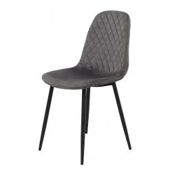 Jack & Alice Chaise Rudine - Microfibre/ Acier - Noir - Gris - Lot de 4 -Meubles de salle à manger Soldes Magasin 1000352405 220610 030 DETAILS P000000001000352405