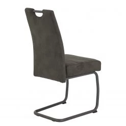 Loftscape Chaise cantilever Frenois - Microfibre / Acier - Anthracite - Lot de 4 -Meubles de salle à manger Soldes Magasin 1000352416 220610 060 DETAILS P000000001000352416