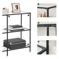 Red Living Étagère Poygan I - Verre / Métal - Noir -Meubles de salle à manger Soldes Magasin 1000353410 220601 030 DETAILS P000000001000353410