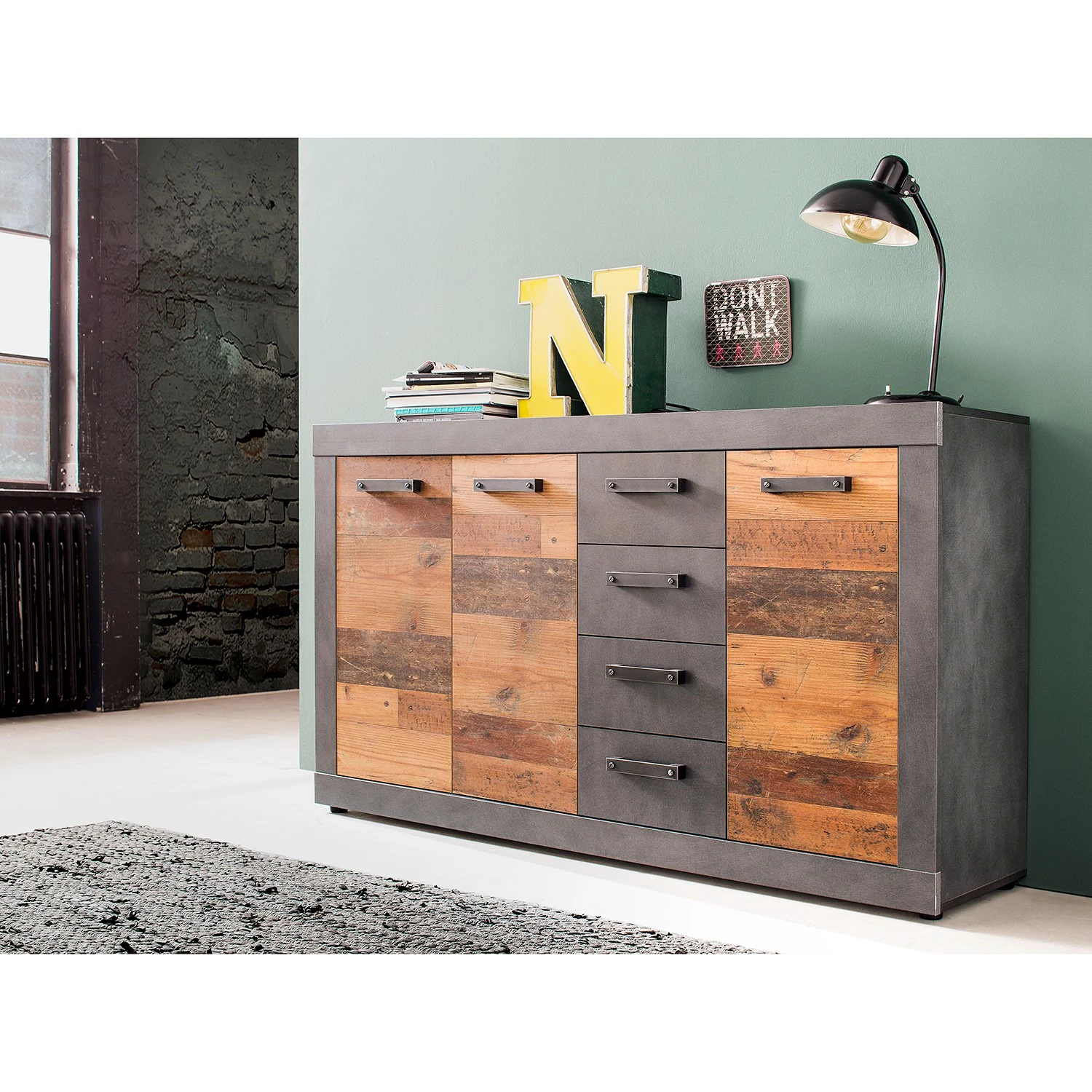 Trendteam Buffet Indy I - Imitation bois recyclé / Anthracite 2 Trendteam Buffet Indy I - Imitation bois recyclé / Anthracite – Image 2