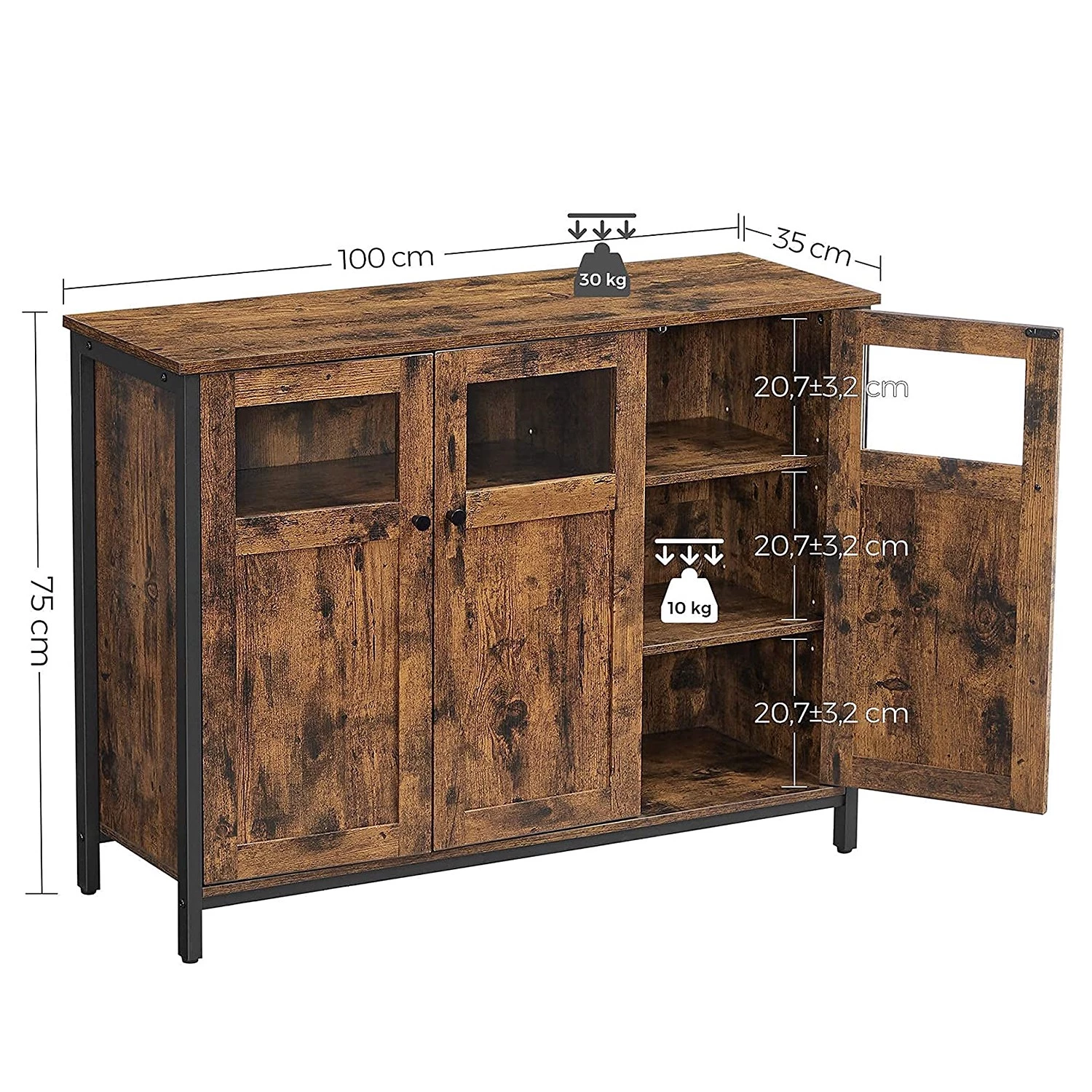 Red Living Buffet Toulouse III - Marron / Noir 9 Red Living Buffet Toulouse III - Marron / Noir – Image 9