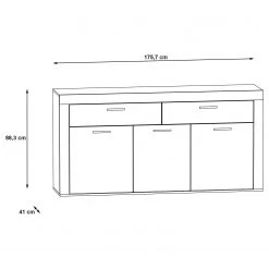 Red Living Buffet Westcliffe - Imitation bois recyclé / Imitation béton -Meubles de salle à manger Soldes Magasin 1000356698 220603 500 SKETCH DETAILS P000000001000356698 sketch