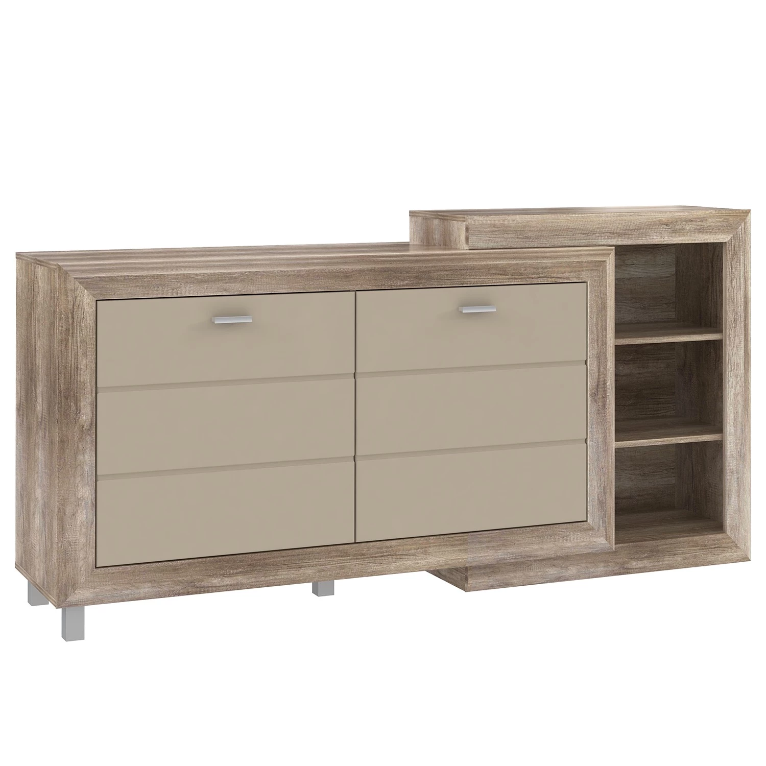 Loftscape Buffet Verdille - Beige brillant / Imitation chêne antique 1 Loftscape Buffet Verdille - Beige brillant / Imitation chêne antique