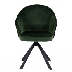 Loftscape Chaise à accoudoirs Chamby I - Velours / Fer - Vert foncé / Noir -Meubles de salle à manger Soldes Magasin 1000357419 220621 030 DETAILS P000000001000357419