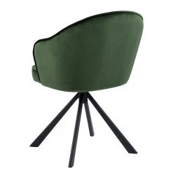 Loftscape Chaise à accoudoirs Chamby I - Velours / Fer - Vert foncé / Noir -Meubles de salle à manger Soldes Magasin 1000357419 220621 050 DETAILS P000000001000357419