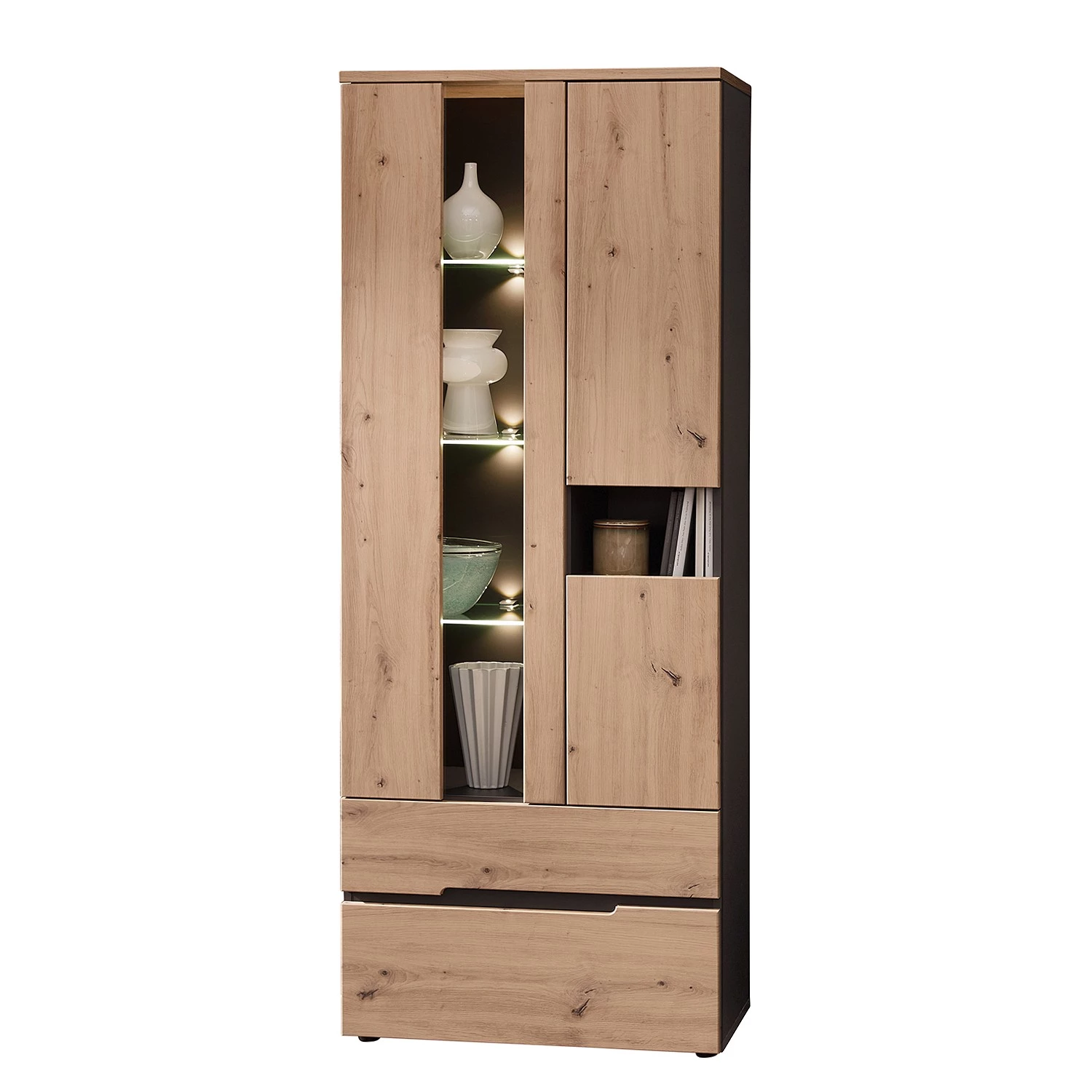 Loftscape Vitrine Moosic - Avec éclairage - Imitation chêne artisan / Graphite 1 Loftscape Vitrine Moosic - Avec éclairage - Imitation chêne artisan / Graphite