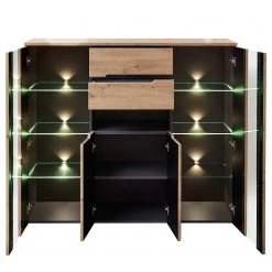 Loftscape Buffet haut Moosic - Avec éclairage - Imitation chêne artisan / Graphite -Meubles de salle à manger Soldes Magasin 1000357965 220608 030 DETAILS P000000001000357965