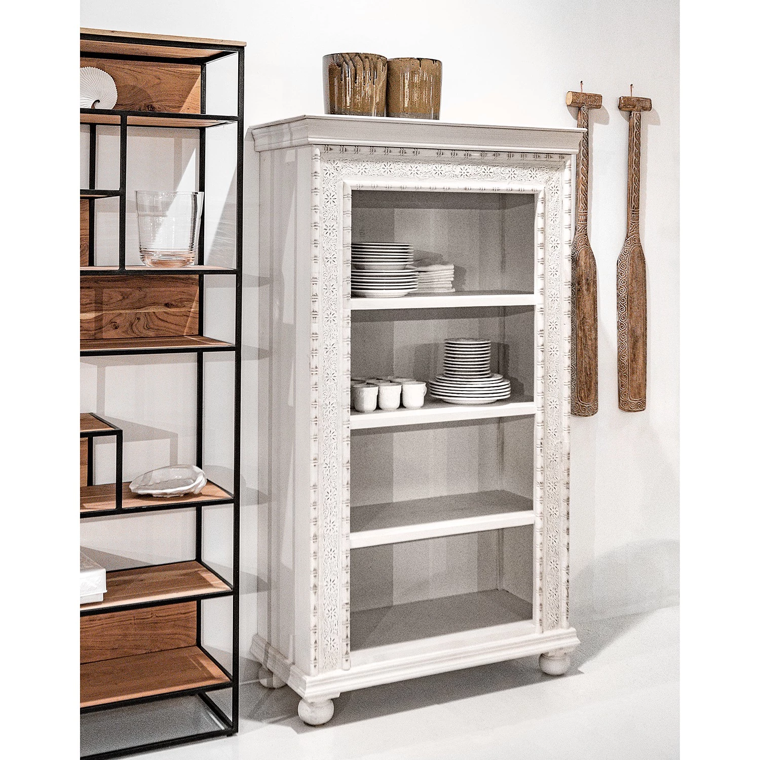 Ridgevalley Étagère Missoula - Manguier massif - Blanc vintage 2 Ridgevalley Étagère Missoula - Manguier massif - Blanc vintage – Image 2