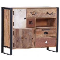 Red Living Buffet Vallentuna - Manguier massif / Métal - Manguier / Noir