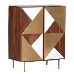 Red Living Buffet Aulnoy - Acacia massif / Métal - Acacia / Laiton