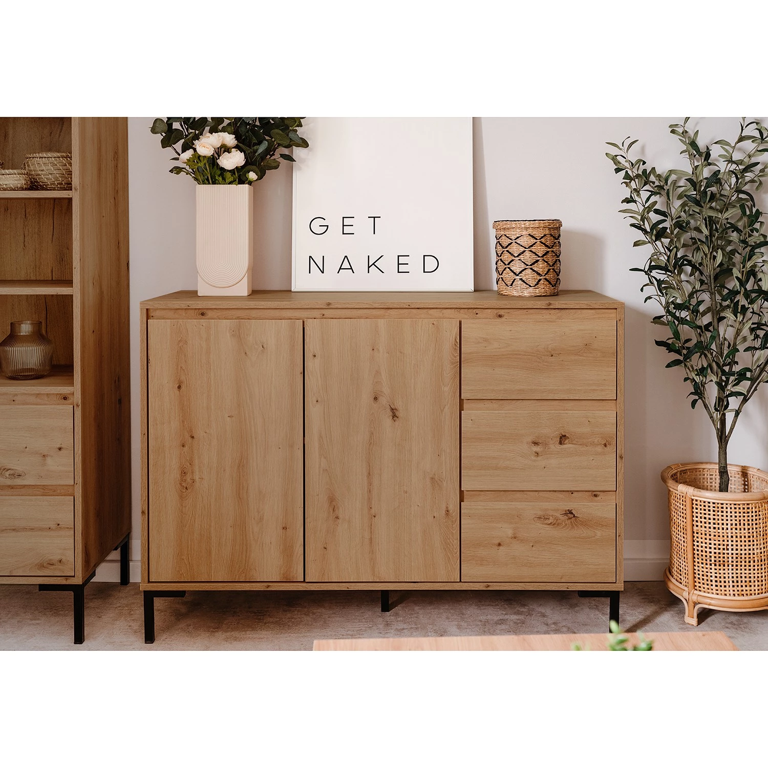 Loftscape Buffet Brochet II - Imitation chêne / Noir 2 Loftscape Buffet Brochet II - Imitation chêne / Noir – Image 2