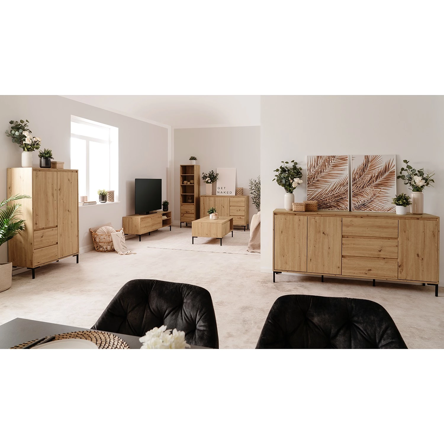 Loftscape Buffet haut Brochet - Imitation chêne / Noir 6 Loftscape Buffet haut Brochet - Imitation chêne / Noir – Image 6