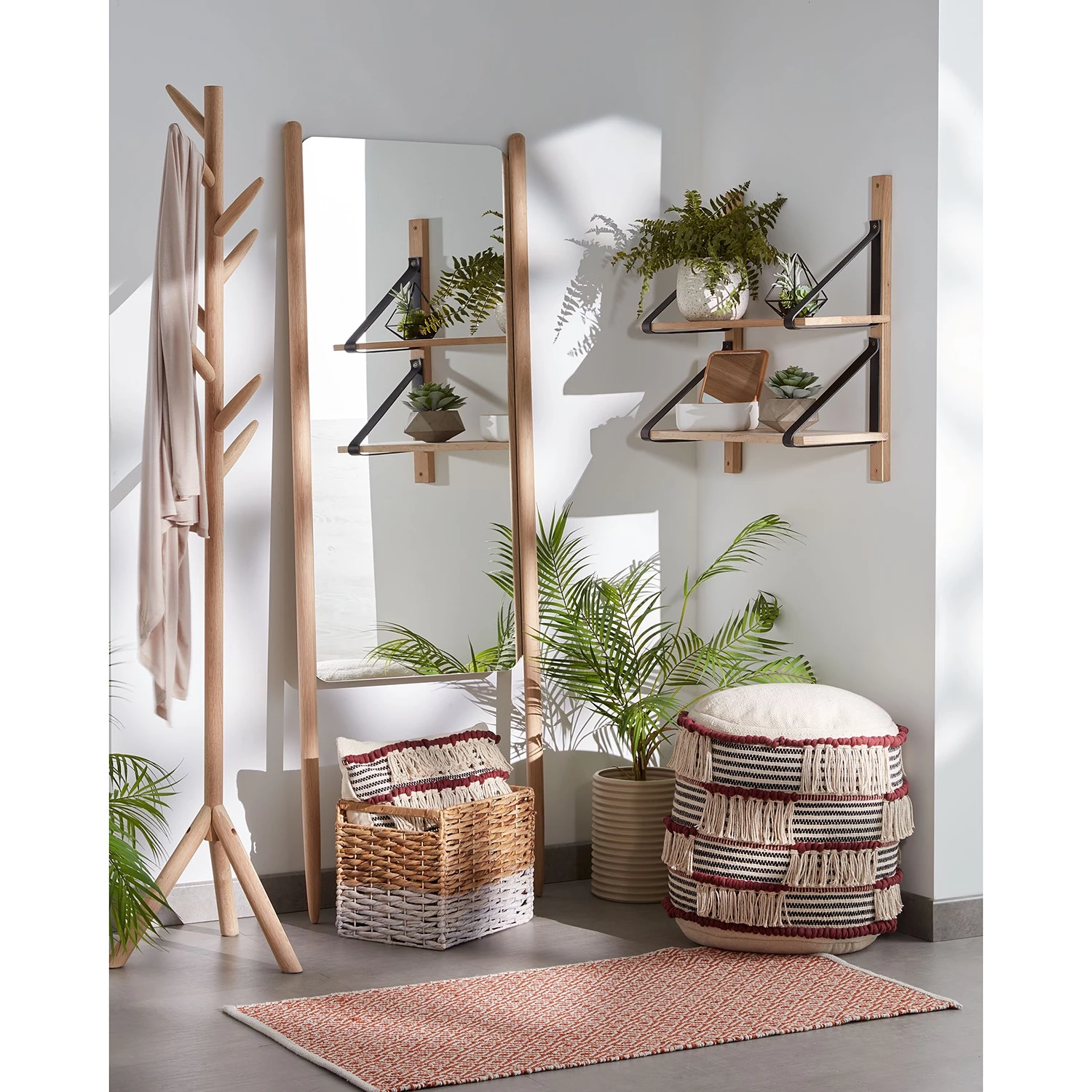 Red Living Étagère murale Nakuru - Hêtre massif / Cuir véritable - Hêtre / Noir 4 Red Living Étagère murale Nakuru - Hêtre massif / Cuir véritable - Hêtre / Noir – Image 4