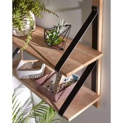 Red Living Étagère murale Nakuru - Hêtre massif / Cuir véritable - Hêtre / Noir 13 Red Living Étagère murale Nakuru - Hêtre massif / Cuir véritable - Hêtre / Noir -Meubles de salle à manger Soldes Magasin 1000363967 220714 023 MOOD DETAILS P000000001000363967 mood