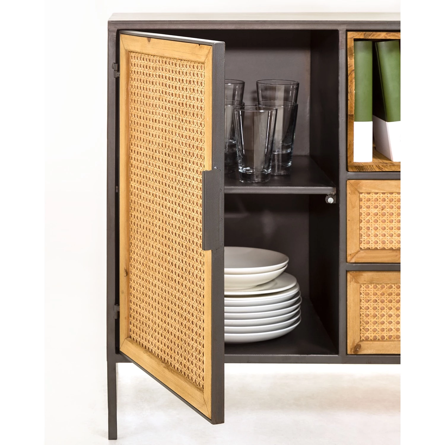 Red Living Buffet Kisumu - Cannage / Fer - Marron / Noir 11 Red Living Buffet Kisumu - Cannage / Fer - Marron / Noir – Image 11