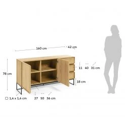 Red Living Buffet Tabora - Placage en bois véritable - Chêne -Meubles de salle à manger Soldes Magasin 1000363989 220714 500 SKETCH DETAILS P000000001000363989 sketch