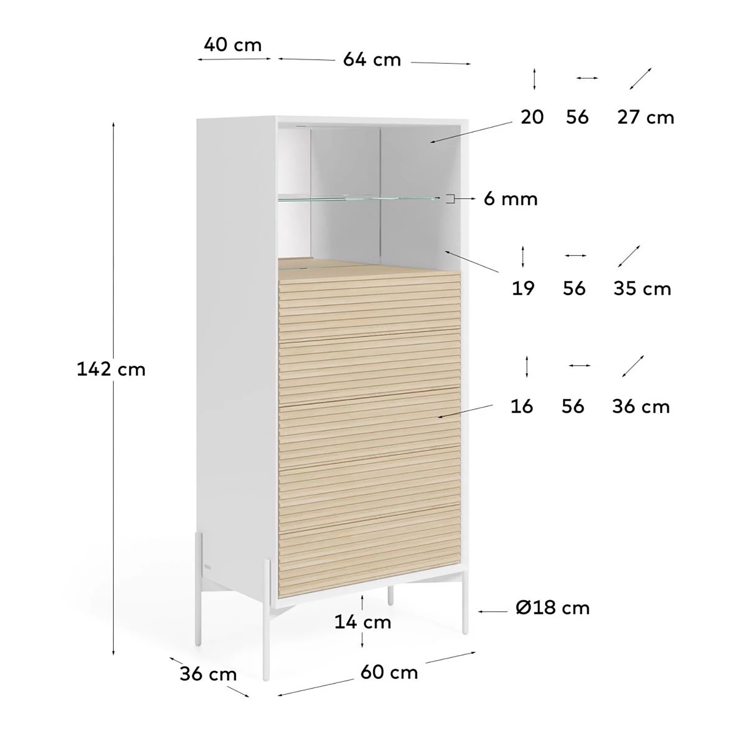 Norrwood Buffet haut Maredale - Partiellement en frêne massif - Frêne / Blanc 9 Norrwood Buffet haut Maredale - Partiellement en frêne massif - Frêne / Blanc – Image 9