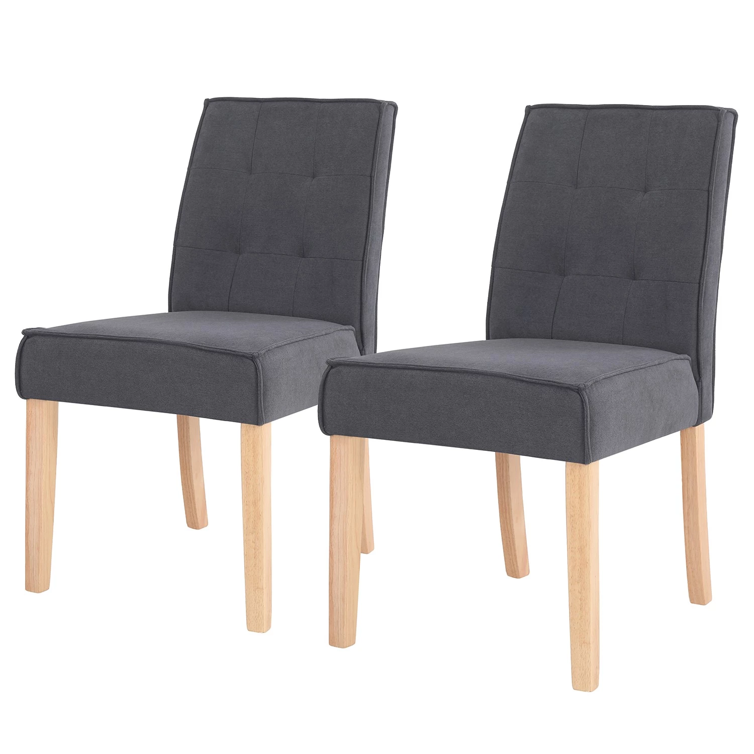 Loftscape Chaises capitonnées Alcoy (lot de 2) - Tissu / Hévéa massif - Gris / Hévéa 1 Loftscape Chaises capitonnées Alcoy (lot de 2) - Tissu / Hévéa massif - Gris / Hévéa