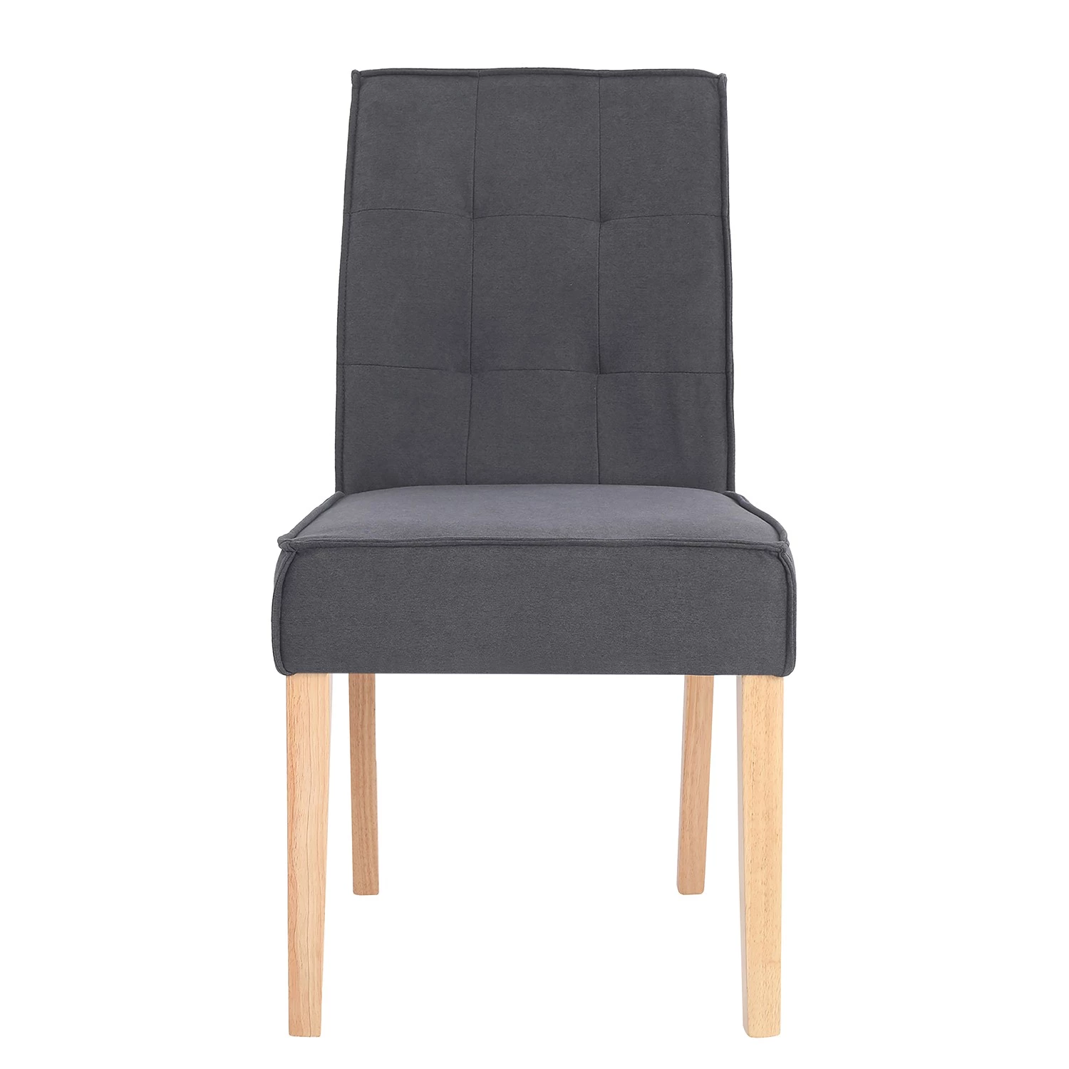 Loftscape Chaises capitonnées Alcoy (lot de 2) - Tissu / Hévéa massif - Gris / Hévéa 2 Loftscape Chaises capitonnées Alcoy (lot de 2) - Tissu / Hévéa massif - Gris / Hévéa – Image 2