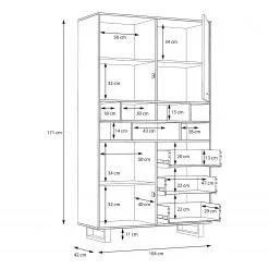 Red Living Buffet haut Trylith - Imitation chêne rustique / Noir -Meubles de salle à manger Soldes Magasin 1000364610 220719 501 SKETCH DETAILS P000000001000364610 sketch