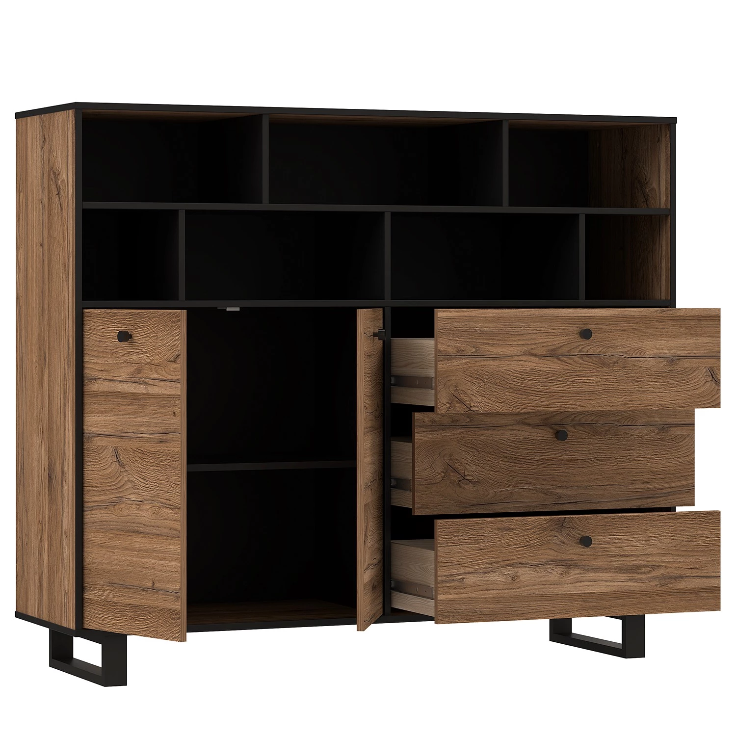 Red Living Buffet Trylith II - Imitation chêne rustique / Noir 7 Red Living Buffet Trylith II - Imitation chêne rustique / Noir – Image 7