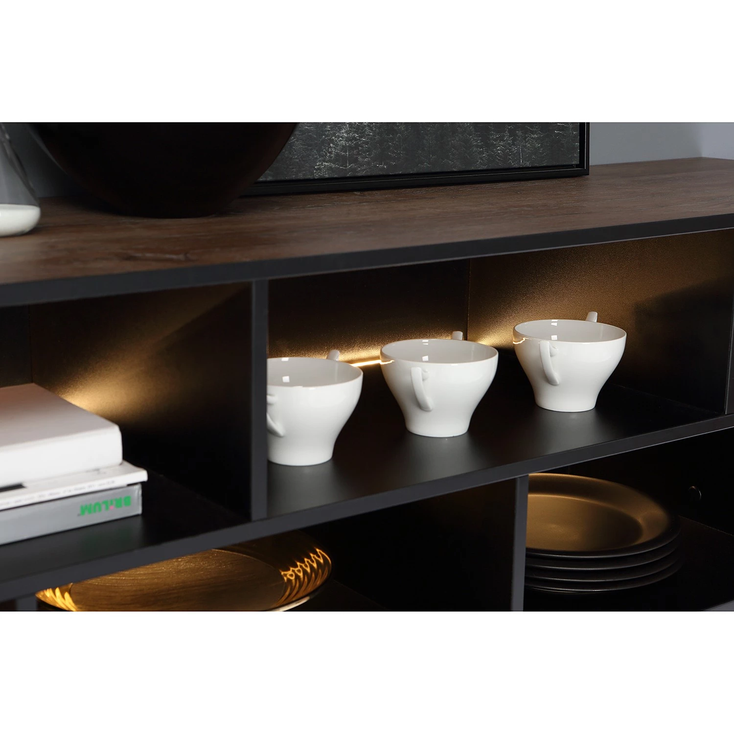 Red Living Buffet Trylith II - Imitation chêne rustique / Noir 10 Red Living Buffet Trylith II - Imitation chêne rustique / Noir – Image 10