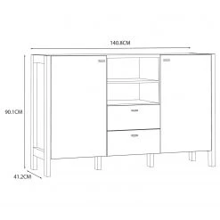 Loftscape Buffet Thurles I - Imitation chêne Sonoma / Blanc -Meubles de salle à manger Soldes Magasin 1000364903 220722 500 SKETCH DETAILS P000000001000364903 sketch