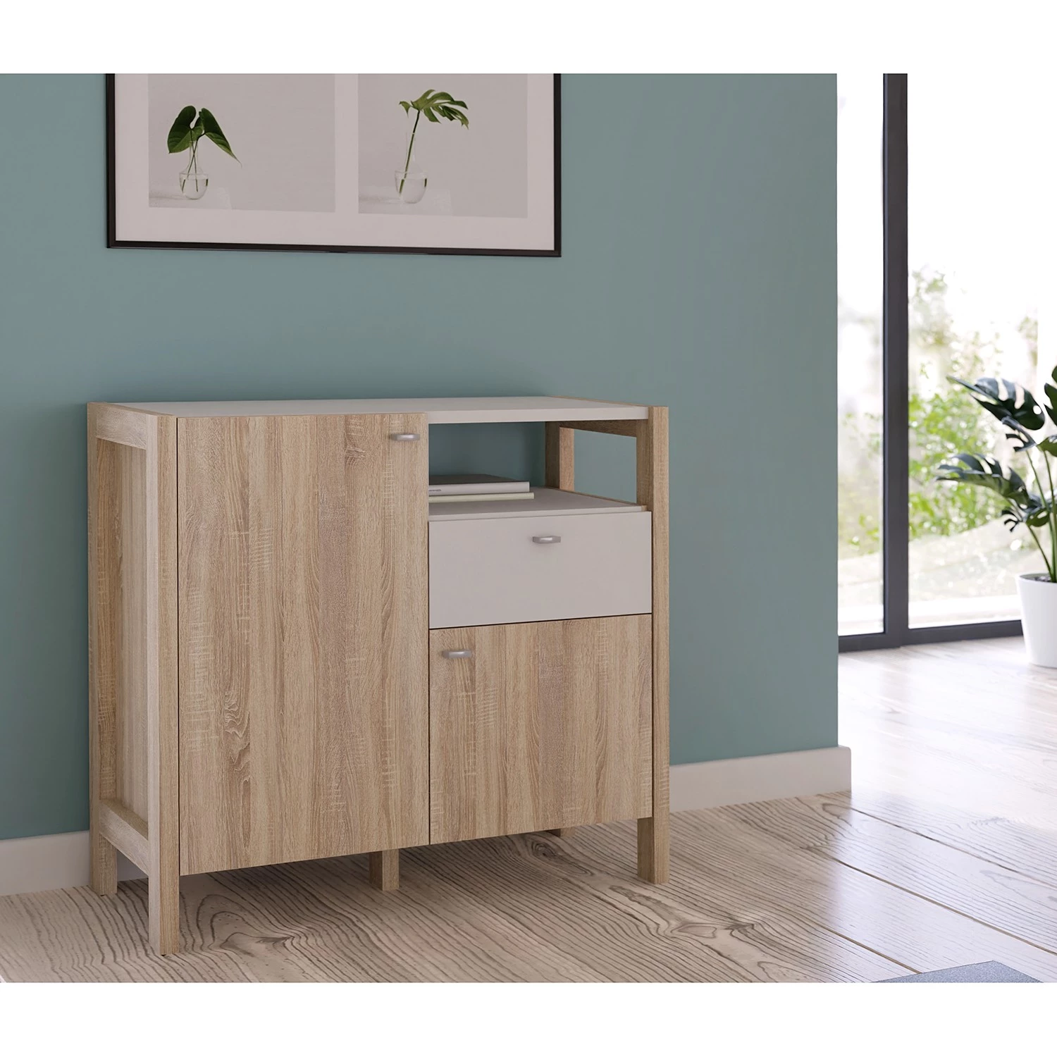 Loftscape Buffet Thurles I - Imitation chêne Sonoma / Blanc 2 Loftscape Buffet Thurles I - Imitation chêne Sonoma / Blanc – Image 2