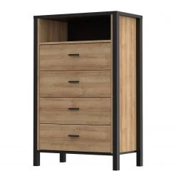 Red Living Buffet Kasala III - Imitation chêne Riviera / Noir