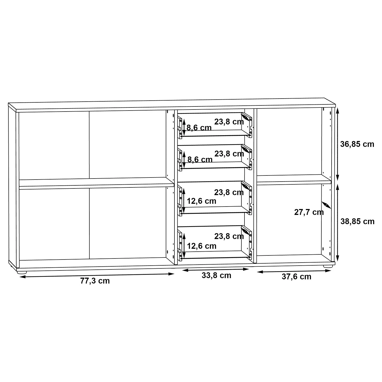 Loftscape Buffet Kiltealy - Blanc / Imitation chêne Sonoma 7 Loftscape Buffet Kiltealy - Blanc / Imitation chêne Sonoma – Image 7