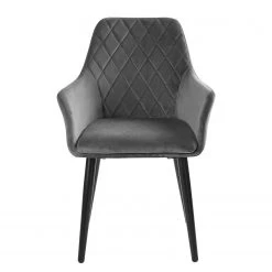 Butlers Chaise VELVET - Acier inoxydable / Velours - Gris -Meubles de salle à manger Soldes Magasin 1000365669 220728 030 DETAILS P000000001000365669