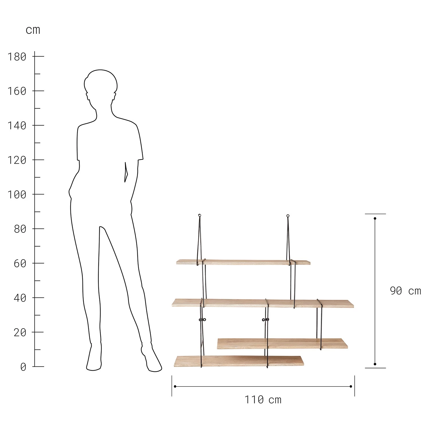 Butlers Étagère murale LIMBO - Chêne massif / Aluminium - Noir / Naturel 7 Butlers Étagère murale LIMBO - Chêne massif / Aluminium - Noir / Naturel – Image 7