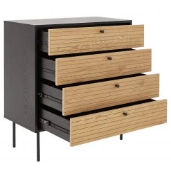 Butlers Commode MODERNIST - Placage chêne / Aluminium - Noir / Naturel -Meubles de salle à manger Soldes Magasin 1000365695 220728 030 DETAILS P000000001000365695