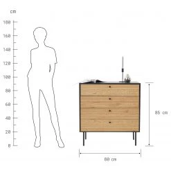 Butlers Commode MODERNIST - Placage chêne / Aluminium - Noir / Naturel -Meubles de salle à manger Soldes Magasin 1000365695 220728 500 SKETCH DETAILS P000000001000365695 sketch