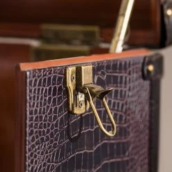 Butlers Valise bar HEMINGWAY - Cuir aniline / Frêne massif - Brun foncé -Meubles de salle à manger Soldes Magasin 1000365699 220728 050 DETAILS P000000001000365699