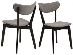 Loftscape Chaises Rigby II (lot de 2) - Tissu / Hévéa massif - Gris / Noir