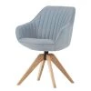 Mørteens Chaise à accoudoirs Ermelo I - rotatif - Tissu / Chêne massif - Bleu clair - 1 set
