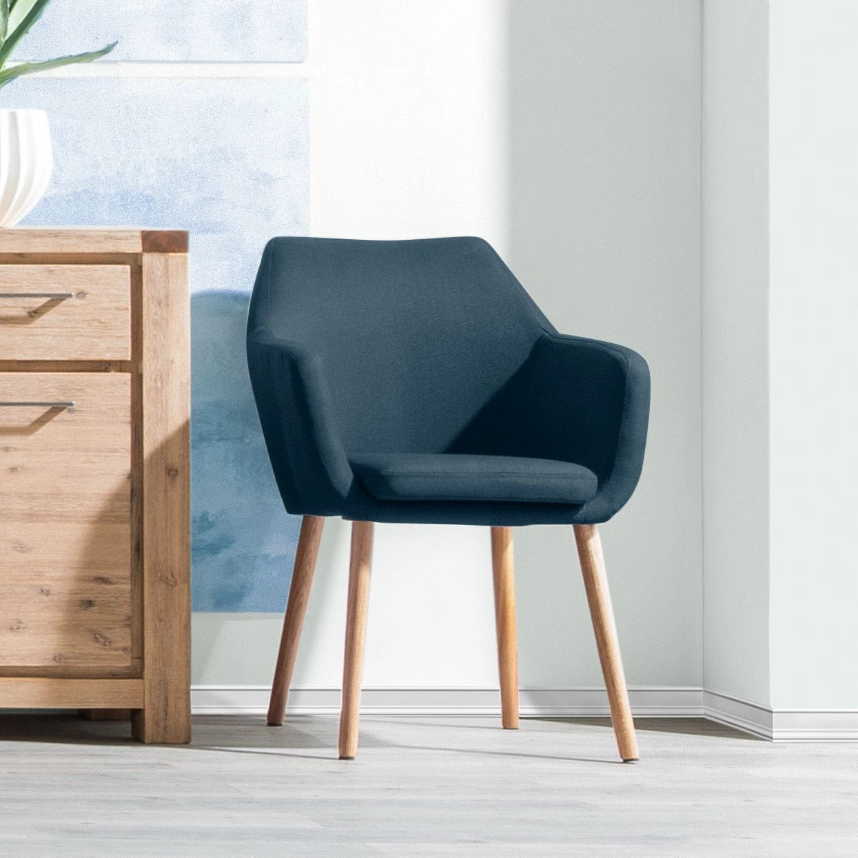 Mørteens Chaises à accoudoirs Nicholas - Tissu Cors: Bleu jean - 1 chaise 4 Mørteens Chaises à accoudoirs Nicholas - Tissu Cors: Bleu jean - 1 chaise – Image 4