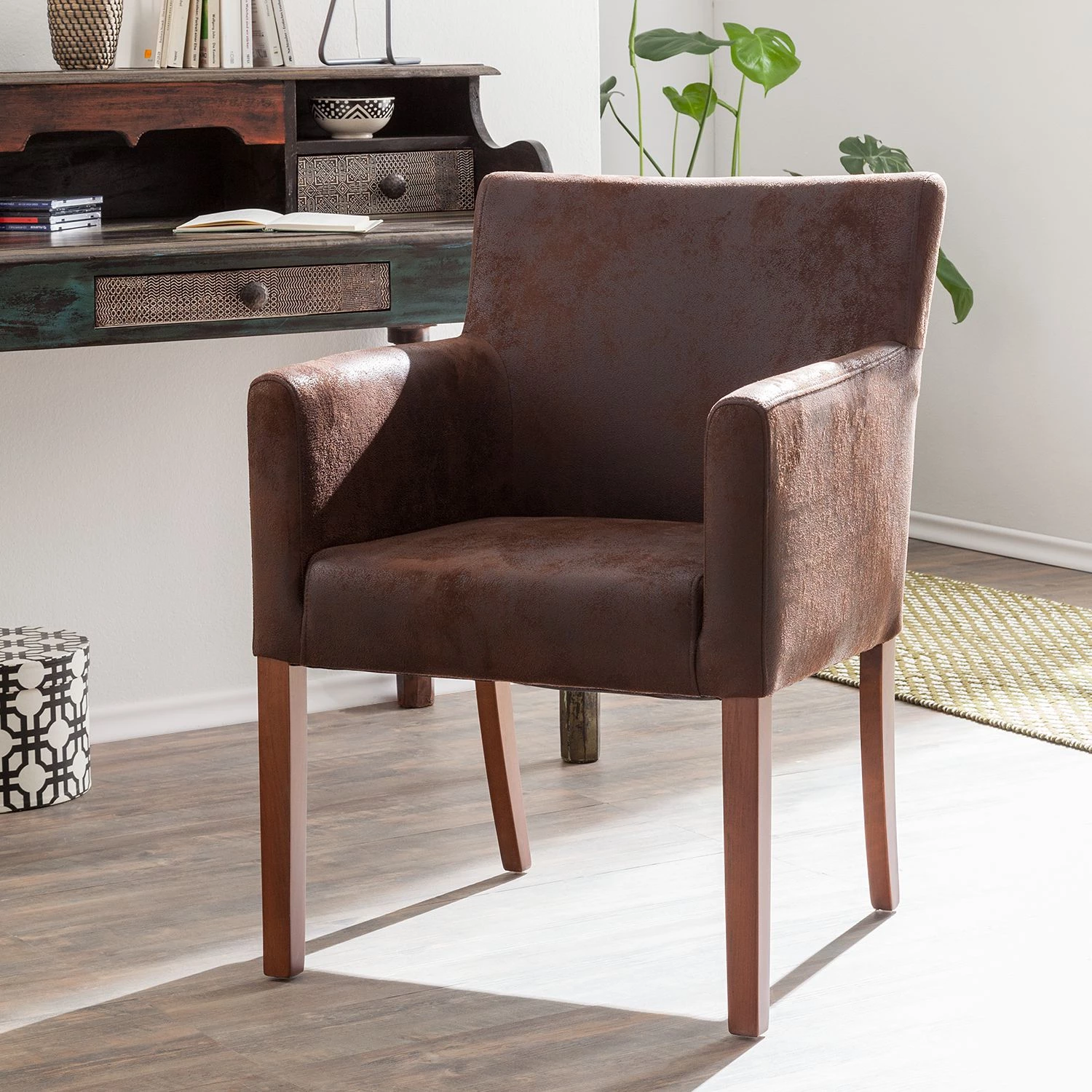 Maison Belfort Chaise à accoudoirs Lincoln II - Marron 2 Maison Belfort Chaise à accoudoirs Lincoln II - Marron – Image 2