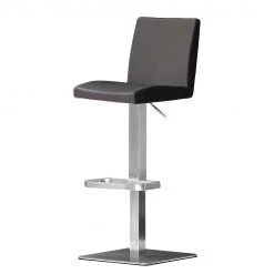 Roomscape Tabouret de bar Fran - Noir - Angulaire - Cuir véritable - Métal