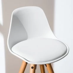 Mørteens Chaise de bar Langford - Blanc - 1 chaise -Meubles de salle à manger Soldes Magasin barstuhl langford kunststoff buche massiv weiss 4765516