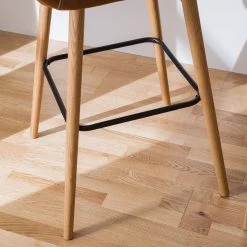 Mørteens Chaises de bar Nicholas I - Imitation cuir / Chêne massif - Marron vintage - Lot de 2 -Meubles de salle à manger Soldes Magasin barstuhl nicholas i 2er set kunstleder eiche massiv vintage braun 4793708