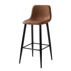 Ars manufacti Chaises de bar Pohang (lot de 2) - Imitation cuir / Métal - Marron / noir -Meubles de salle à manger Soldes Magasin barstuhl pohang 2er set kunstleder metall braun schwarz 5197324