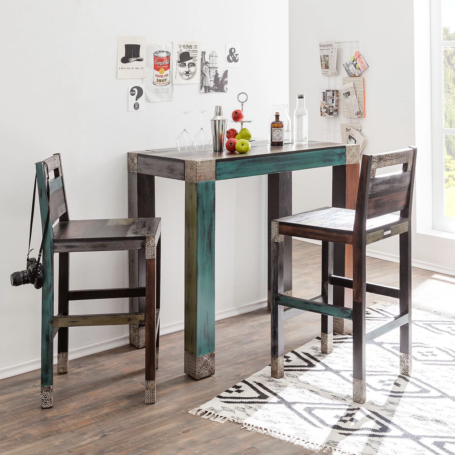 Wolf-Möbel Ensemble de bar Goa (3 éléments) - Acacia / Manguier partiellement massif - Multicolore 2 Wolf-Möbel Ensemble de bar Goa (3 éléments) - Acacia / Manguier partiellement massif - Multicolore – Image 2