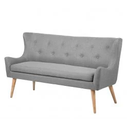Mørteens Banquette Kamma (2 places) - Tissu / Chêne massif - Gris / Chêne