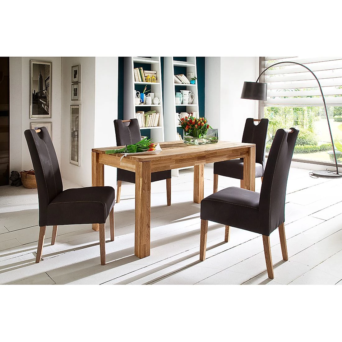 Ars Natura Chaises rembourrées Alessia (lot de 2) - Marron / Chêne 2 Ars Natura Chaises rembourrées Alessia (lot de 2) - Marron / Chêne – Image 2