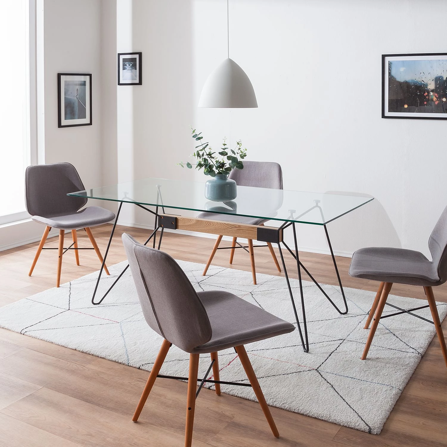 Mørteens Table Anadyr - Verre / Métal - Noir / Frêne 2 Mørteens Table Anadyr - Verre / Métal - Noir / Frêne – Image 2